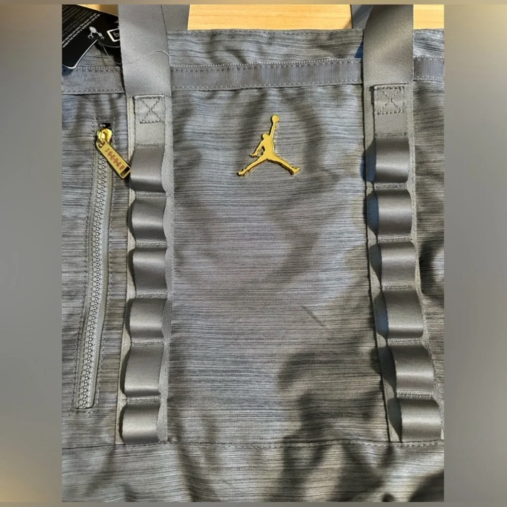 Jordan Gray Duffel Bag with Gold Accents